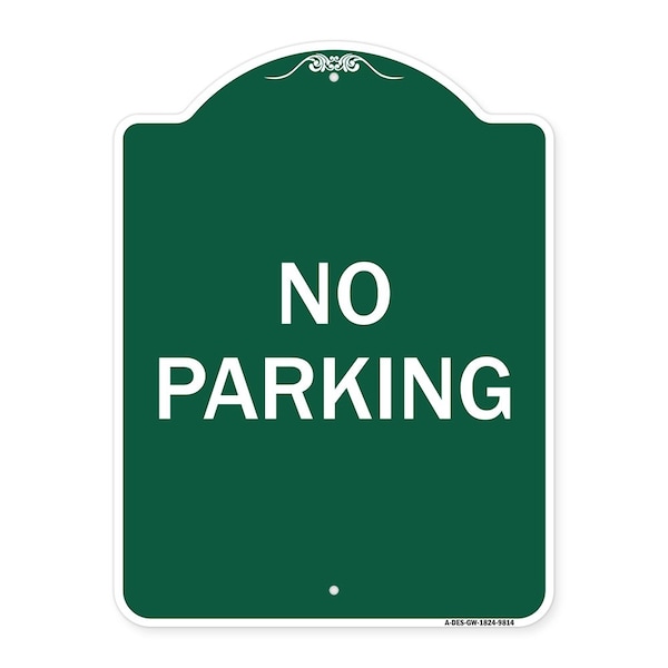 Signmission Designer Series Sign No Parking, Green & White Heavy-Gauge Aluminum Sign, 24" x 18", GW-1824-9814 A-DES-GW-1824-9814 - main